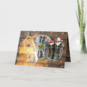 Jul Horse Wagon Wheel CowboyBoots Horseshoe Tack Kort