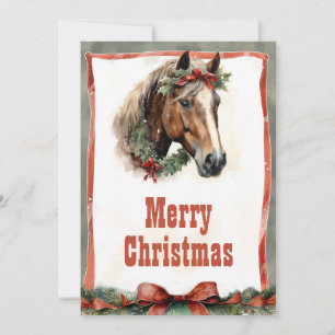 Jul Horse Watercolor Julkort