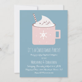 Jul Hot Cocoa Party Blå Rosa Inbjudan
