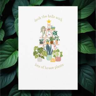 Jul House Plant Photo Flat Helgdag Card Julkort