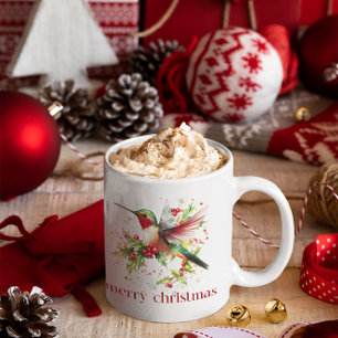 Jul Hummingbird Blommigt Utandning Kaffemugg