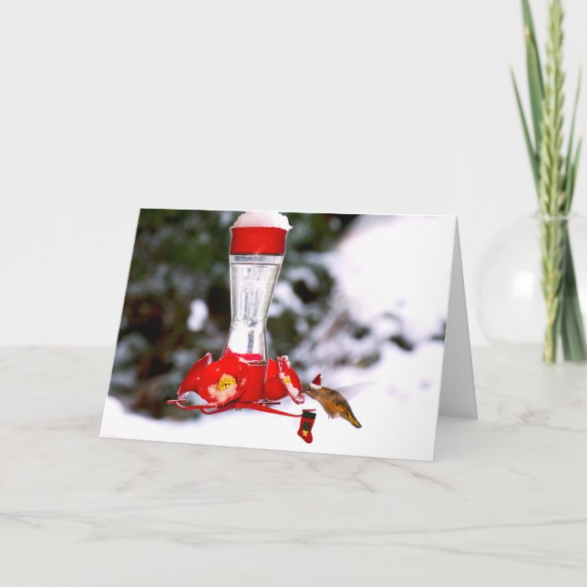 Jul Hummingbird och Snö Helgkort (Framsida)