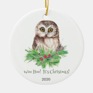 Jul Humor Citat Cute Uggla Bird Julgransprydnad Keramik
