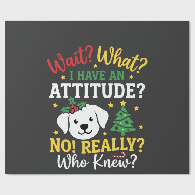 Jul Hund Attityd Högtid Humor Presentpapper (Platt)