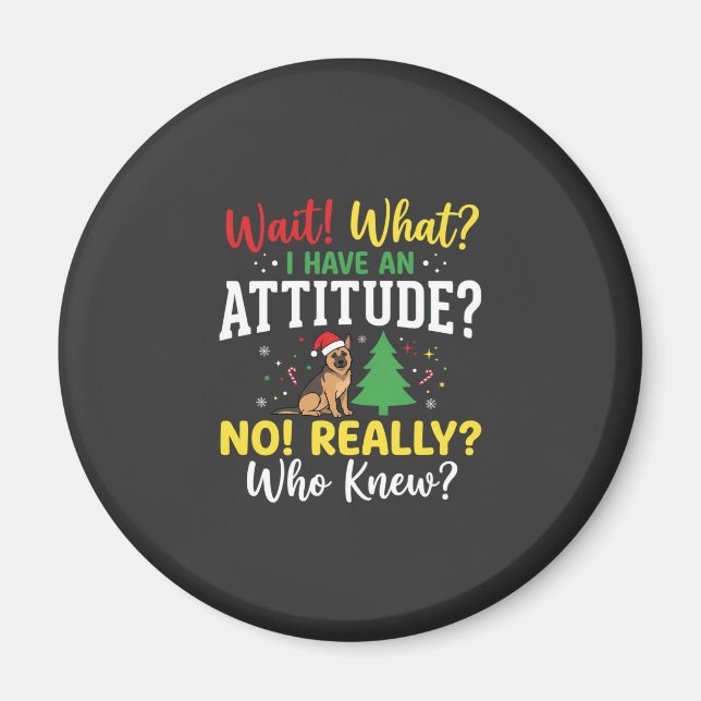 Jul Hund Attityd Humor Magnet (Framsidan)