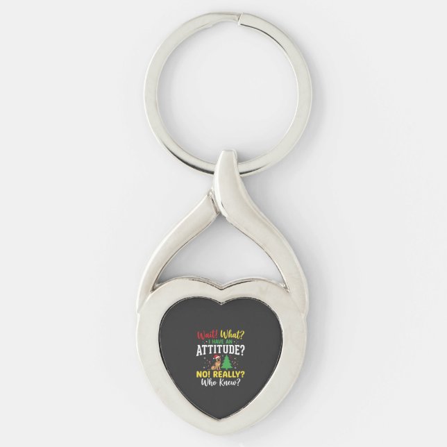 Jul Hund Attityd Humor Twisted Heart Silverfärgad Nyckelring (Framsidan)