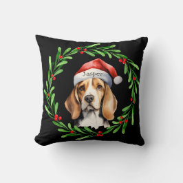 Jul Hund Beagle Santa Hat Helgdag Kudde