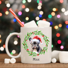 Jul Hund Black Frenchie Fransk Bulldog Santa Kaffemugg