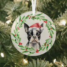 Jul Hund Boston Terrier Terrier Helgdagars Pet
