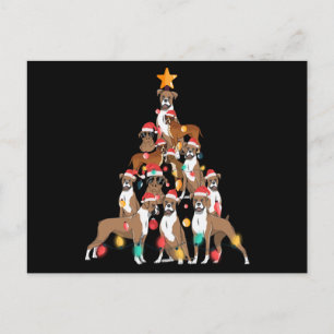Jul Hund Boxer Träd Helgdag Hund älskare Julafton Vykort