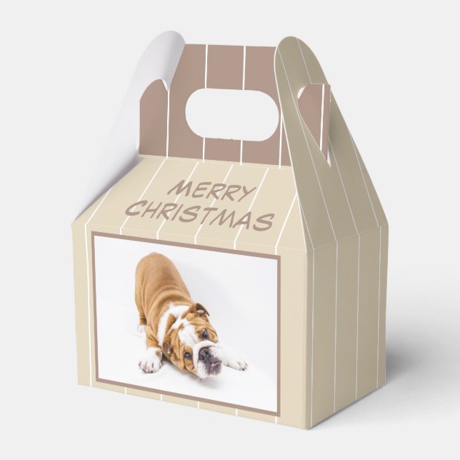 Jul Hund Bulldog Puppy Photo Personalizable Presentaskar (Framsidan Sidan)