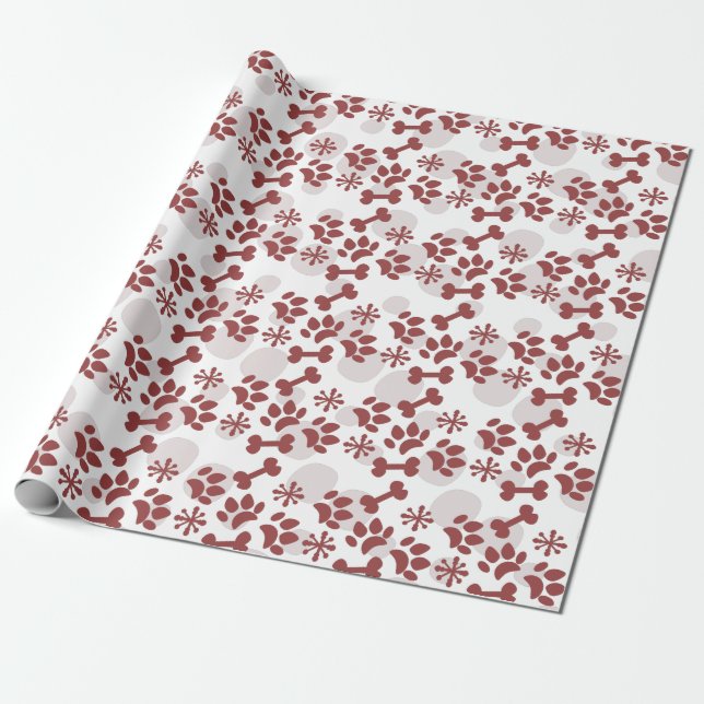 Jul Hund Cat Pet Bone Snowflake Mönster Presentpapper (Utrullad)