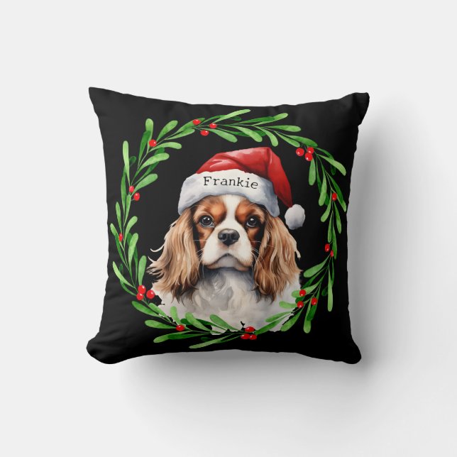 Jul Hund Cavalier Kung Charles Spansk Pet Kudde (Framsida)
