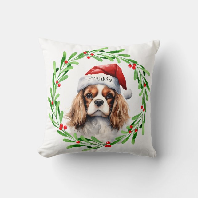 Jul Hund Cavalier Kung Charles Spansk Pet Kudde (Framsida)