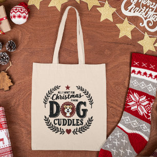 Jul Hund Cuddles Typography Tygkasse