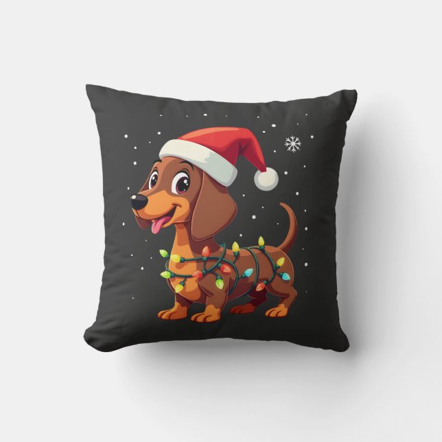 Jul Hund Dachshund Tomte Xmas Wiener 3 Kudde (Framsida)