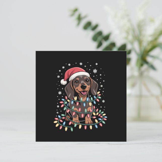 Jul Hund Dachshund Tomte Xmas Wiener Inbjudningar (Stående Fram)