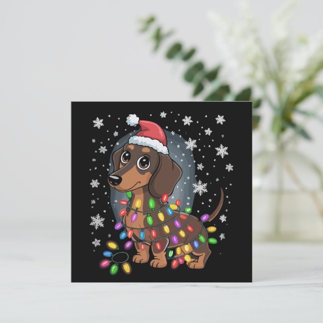 Jul Hund Dachshund Tomte Xmas Wiener Julkort (Stående Fram)