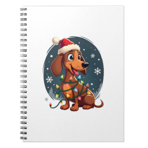 Jul Hund Dachshund Tomte Xmas Wiener Kvinnor Me Anteckningsbok