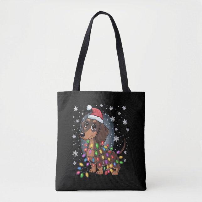 Jul Hund Dachshund Tomte Xmas Wiener Tygkasse (Framsida)