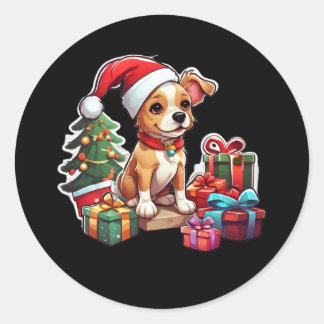 Jul Hund design Sticker Runt Klistermärke