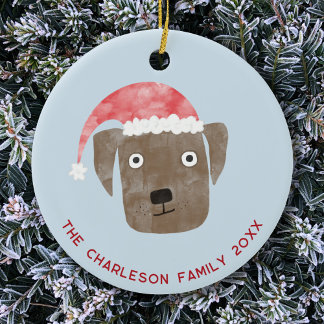 Jul Hund-familjens Namn-datum Julgransprydnad Keramik
