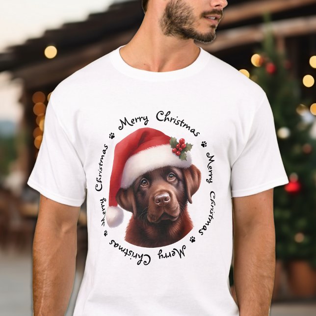 Jul Hund Festive Chocolate Labrador Retriever T Shirt (Skapare uppladdad)