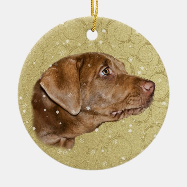 Jul hund för Labrador Retriever Julgransprydnad Keramik (Framsidan)