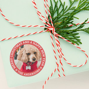 Jul-Hund, fotopassisk rondetikett Runt Klistermärke