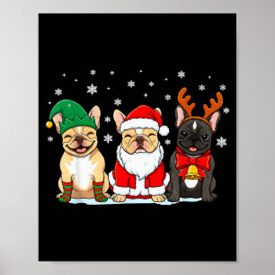 Jul Hund Fransk Bulldog Xmas Hund Älskare Män Kvin Poster