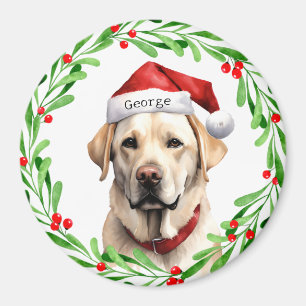 Jul Hund Gul lab Labrador Retriever Santa Magnet