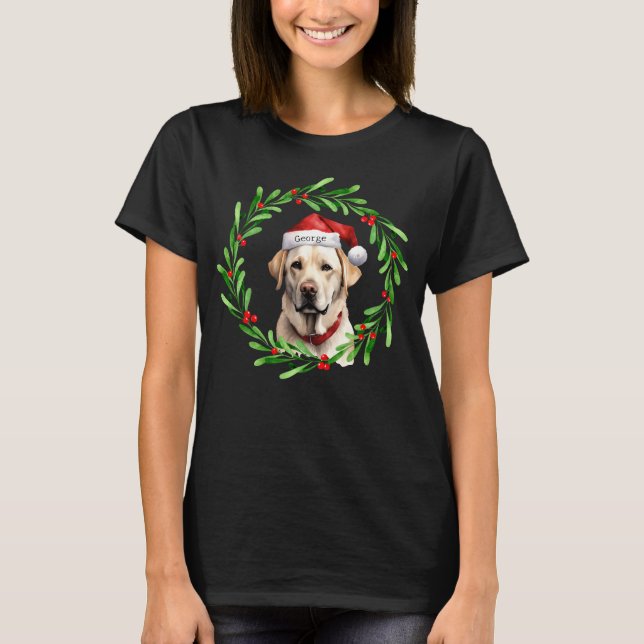 Jul Hund Gul lab Labrador Retriever Santa T Shirt (Framsida)