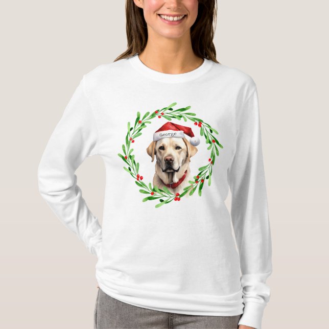 Jul Hund Gul lab Labrador Retriever Santa T Shirt (Framsida)
