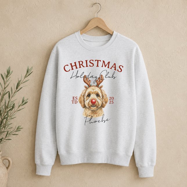 Jul Hund Illustration Högtid Klubb Lång Ärmad Tröja (Christmas Dog Illustration Holiday Club Sweatshirt)