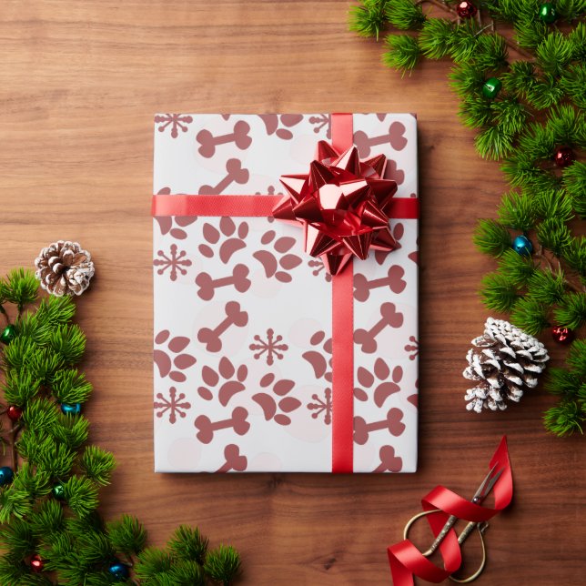 Jul Hund Katt Husdjur Ben Snöflinga Punkt Mönster  Presentpapper (Julgåva)