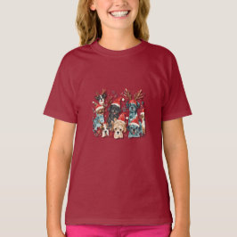 Jul Hund Linje Konst T-Shirt | Minimalistisk Helgd