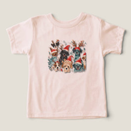Jul Hund Linje Konst T-Shirt | Minimalistisk Helgd