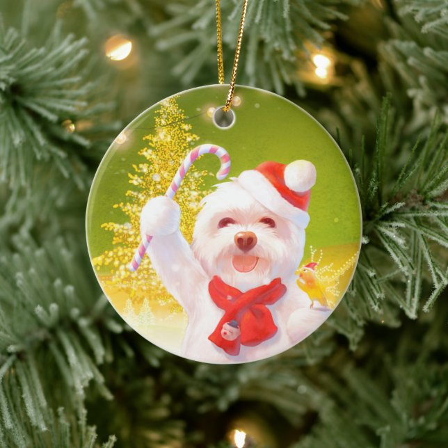 Jul Hund med Candy cane Julgransprydnad Keramik (Träd)