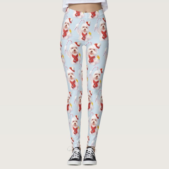 Jul Hund med Candy cane Leggings (Framsida)