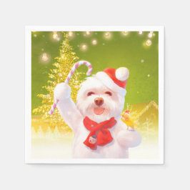 Jul Hund med Candy cane Pappersservett