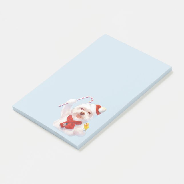 Jul Hund med Candy cane Post-it Block (Vinklad)