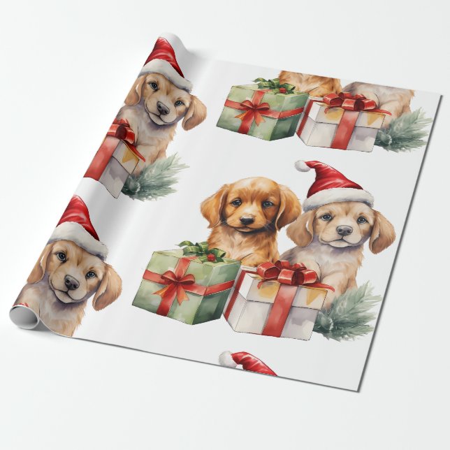Jul-Hund med gåvor Presentpapper (Utrullad)