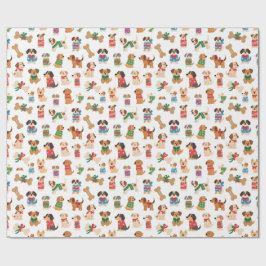 Jul Hund Och Ben Färgglatt Gåva Xmas Presentpapper