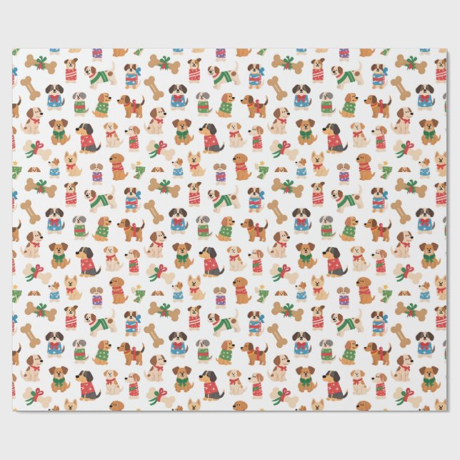 Jul Hund Och Ben Färgglatt Gåva Xmas Presentpapper (Platt)