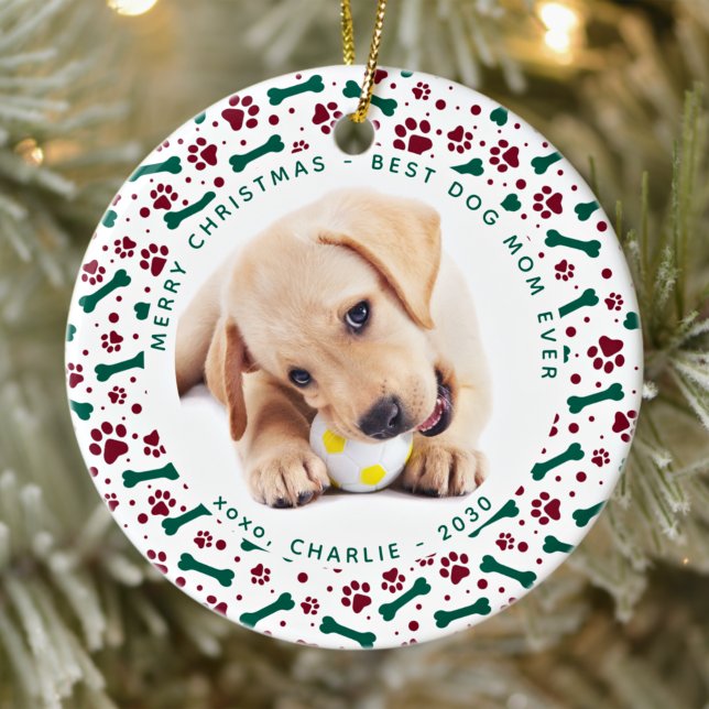 Jul HUND Personlig Cute Pet Photo Julgransprydnad Keramik (Skapare uppladdad)