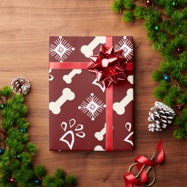 Jul Hund Pet Bone Snowflake Mönster Presentpapper (Julgåva)