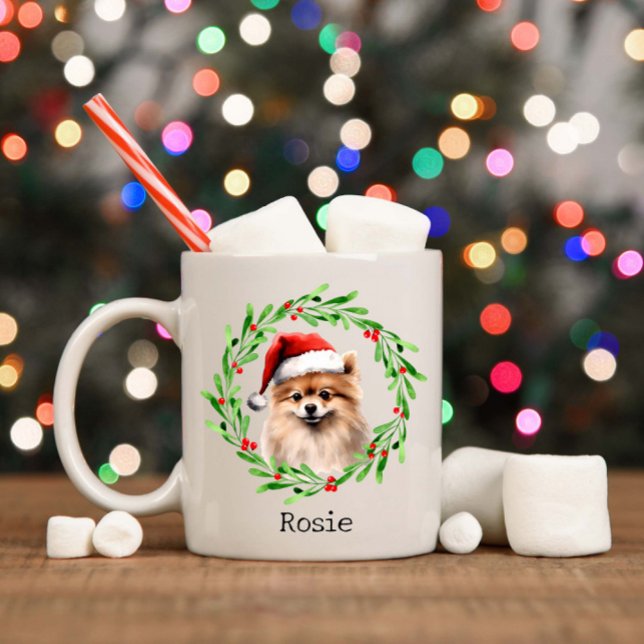 Jul Hund Pommern Helgdagar Pet Kaffemugg (Skapare uppladdad)