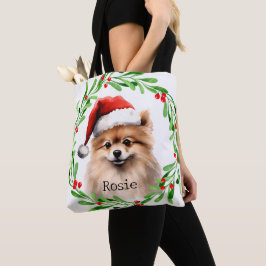 Jul Hund Pommern Helgdagars Pet Decor Tygkasse