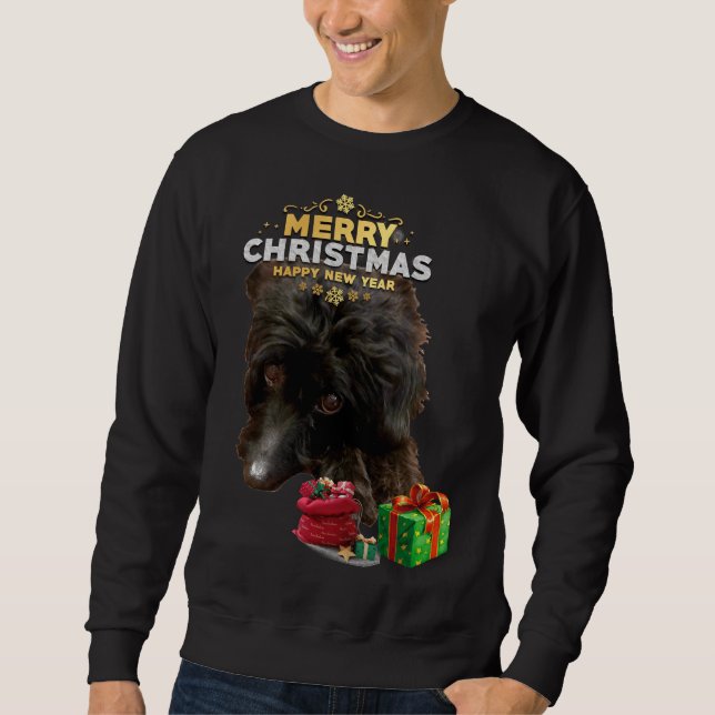 Jul Hund Pudel Doodle Lång Ärmad Tröja (Framsida)