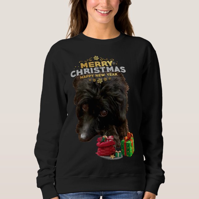 Jul Hund Pudel Doodle T Shirt (Framsida)